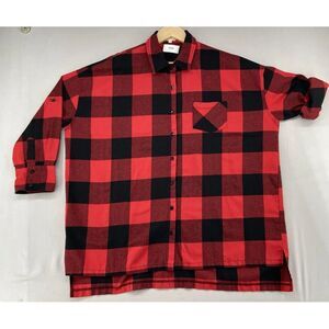 Womens Now N Forever Flannel‎ Shirt 2XL/3XL Red Black Checkered Casual Christmas